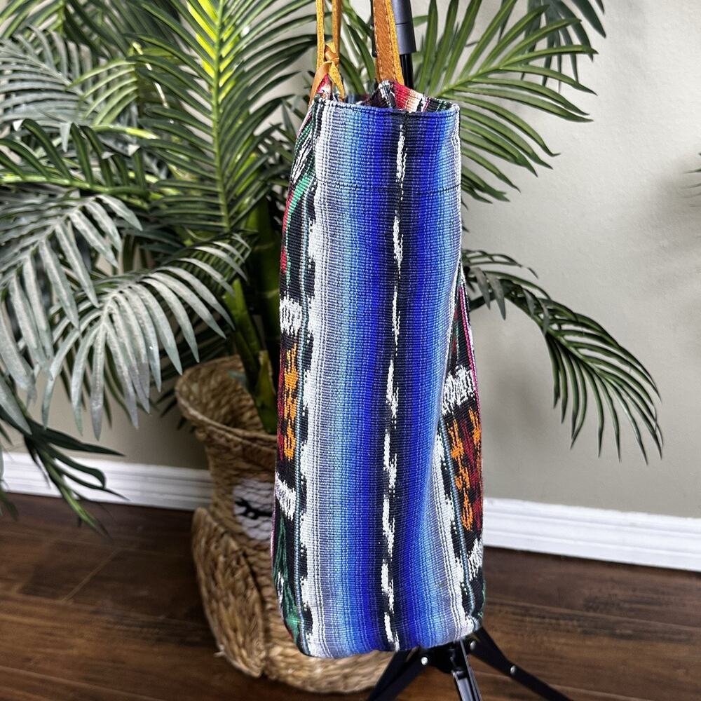 Nena & Co. Tote Bag Woven Leather Tribal Aztec Guatemala Boho Southwest - Picture 8 of 14